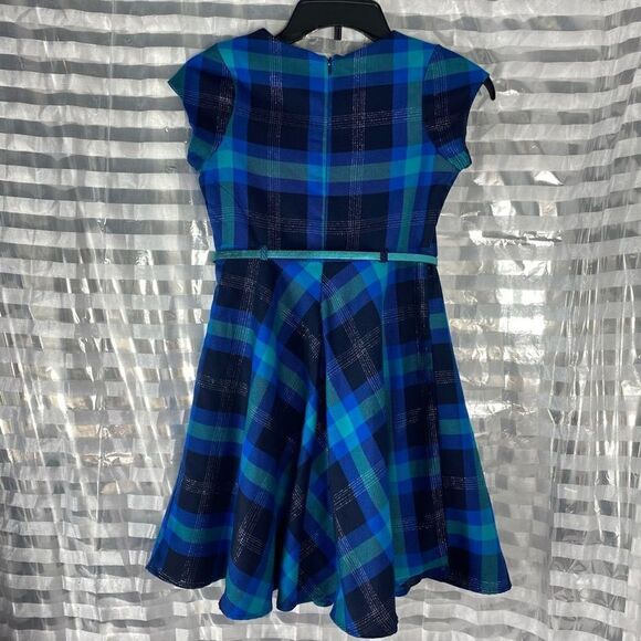 Bloome de Jeune tille Short Sleeve Blue/Black Stripe Belted Dress - Picture 3 of 5